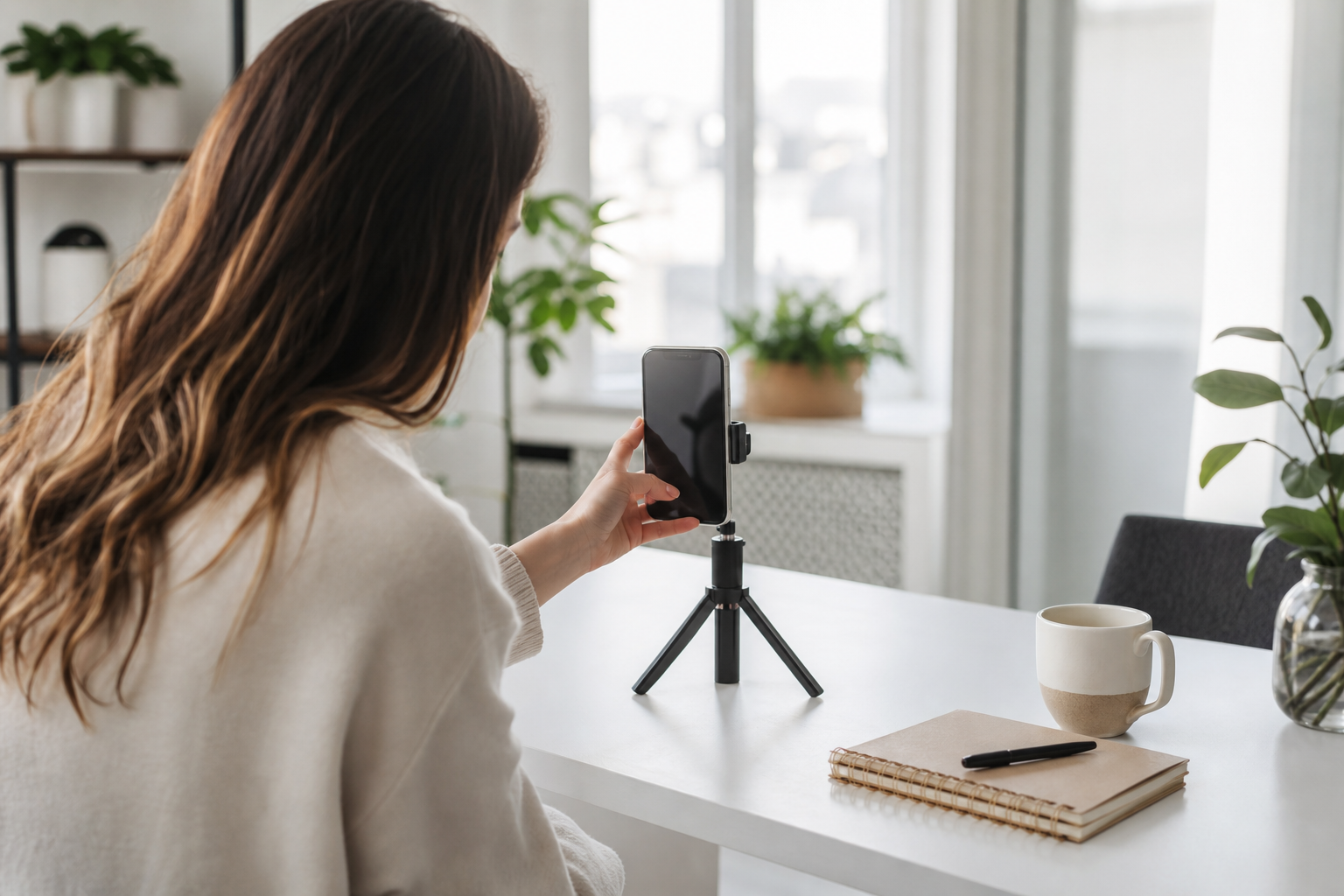 Creator setting up a UGC-specific Instagram account on her phone